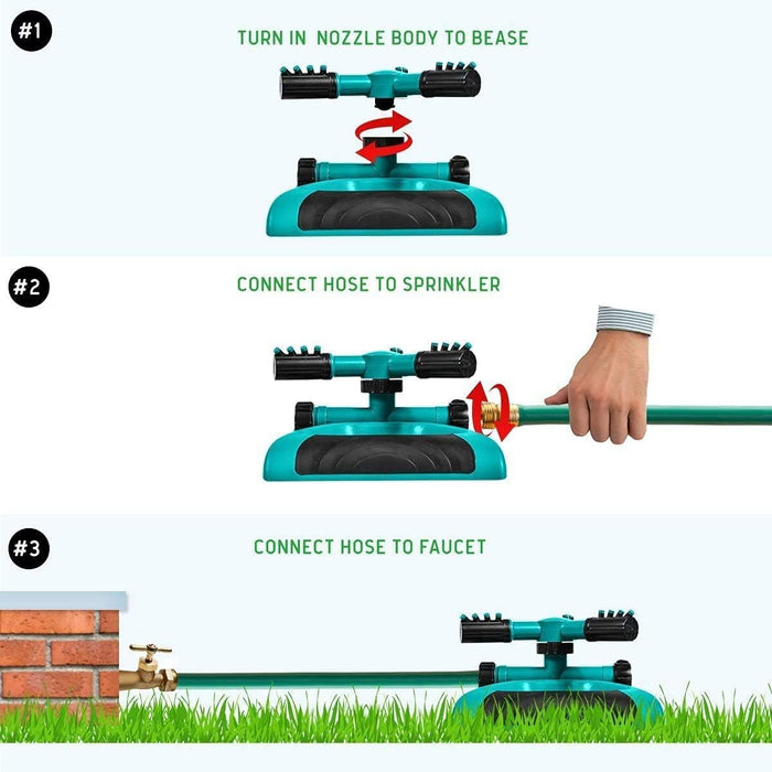 BIGTHREE Garden Sprinkler, Automatic 360 Rotating Adjustable Garden Water Sprinklers Lawn Irrigation System, Covering Large Areas with Leak Free Design...