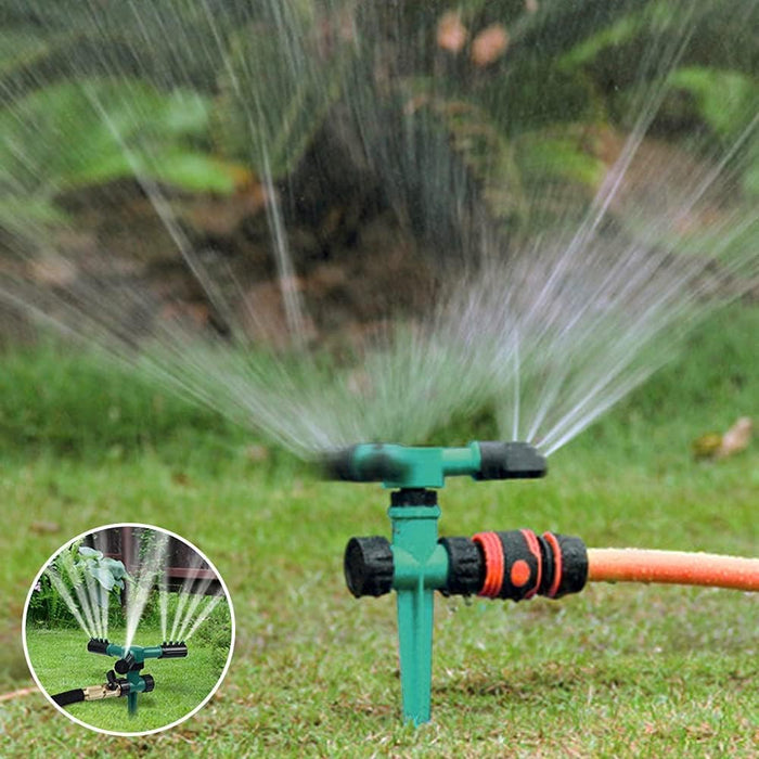 Sprinkler, Garden Lawn Automatic Lawn Water Sprinklers with 3 Nozzles Lawn Sprinklers 360 Degree 3 Arm Rotating Sprinkler System Sprinkler Garden Irrigation Tool for Yard, Lawn,Garden(Dark Green)