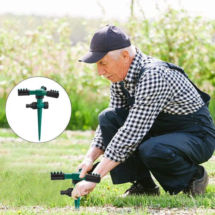 Sprinkler, Garden Lawn Automatic Lawn Water Sprinklers with 3 Nozzles Lawn Sprinklers 360 Degree 3 Arm Rotating Sprinkler System Sprinkler Garden Irrigation Tool for Yard, Lawn,Garden(Dark Green)