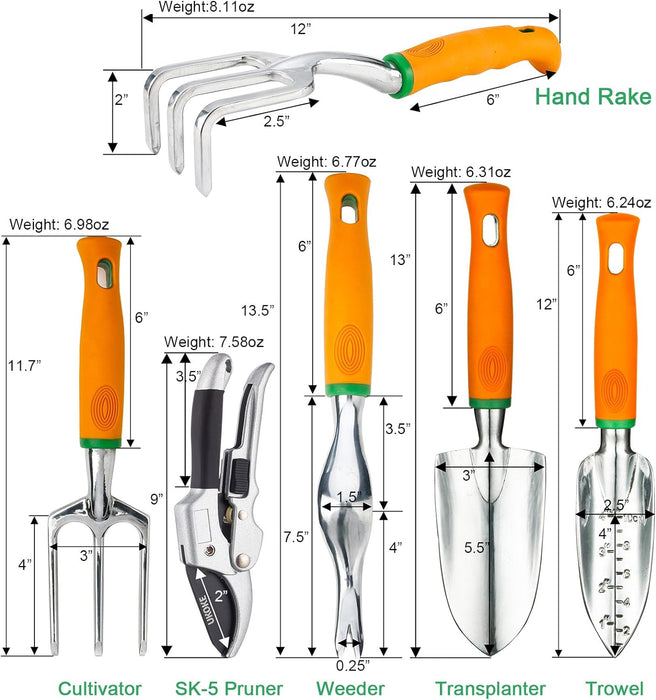 Garden Tool Set, 12 Piece Aluminum Hand Kit, Canvas Apron With Storage Pocket, Outdoor Tool, Heavy Duty Gardening Work Set Ergonomic Handle, Tools For Women Men