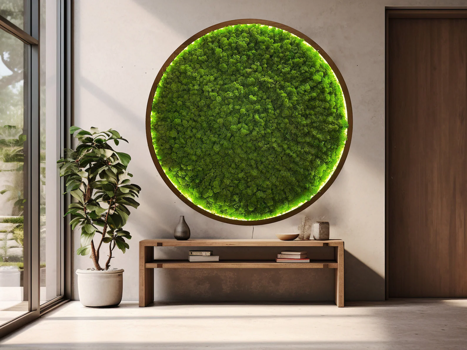 Moss wall art decor with led, Oversized moss wall art, Natural dried moss wall art, Wall moss decor, Aesthetic preserved Moss wall art