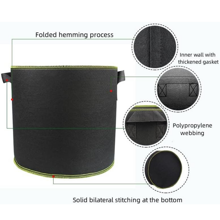 Takufu Non-woven Grow Bags for Planting Vegetable and Fruit Saplings, Courtyard/Balcony/Roof