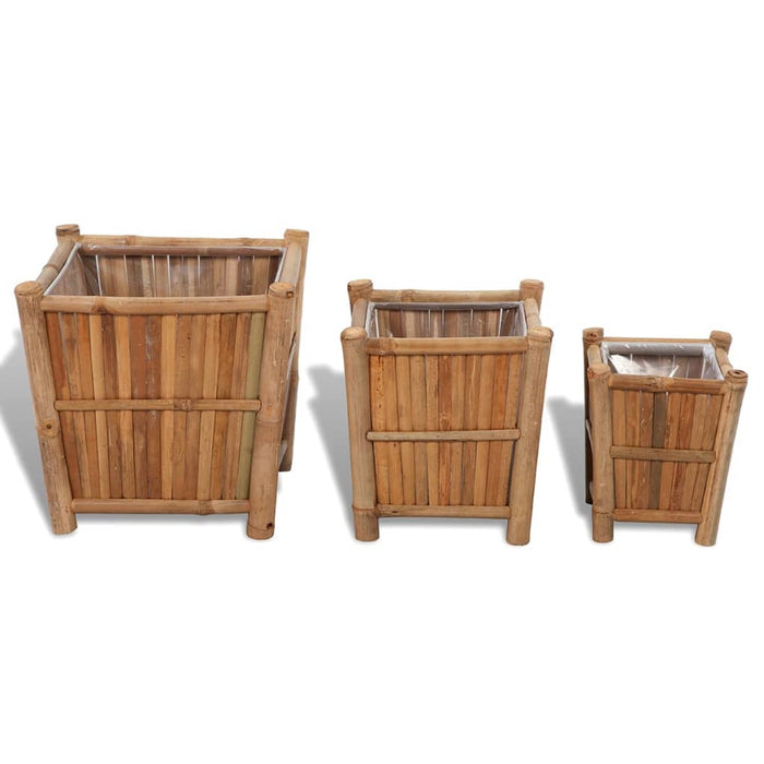 Takufu 3 pcs Bamboo Raised Bed with Nylon Lining