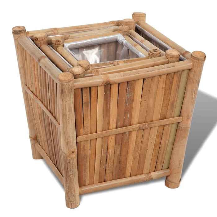 Takufu 3 pcs Bamboo Raised Bed with Nylon Lining