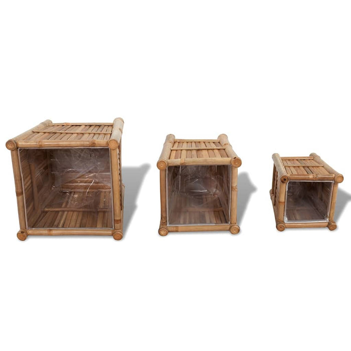 Takufu 3 pcs Bamboo Raised Bed with Nylon Lining