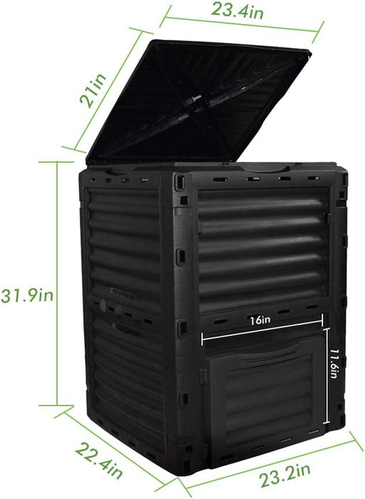 Garden Compost Bin from BPA Free Material, 80 Gallon(300 L), Easy Assembling, Large Capacity, Fast Creation of Fertile Soil