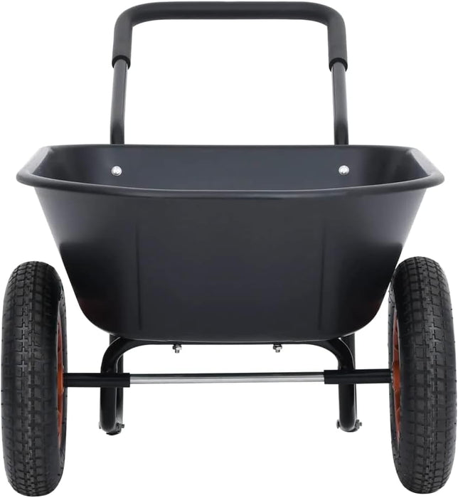 Wheelbarrow Garden Lawn Yard Cart Garden Tool Hand Truck Tool Cart Wheelbarrow Bicycle Trailer Black and Orange 78 L 100 kg