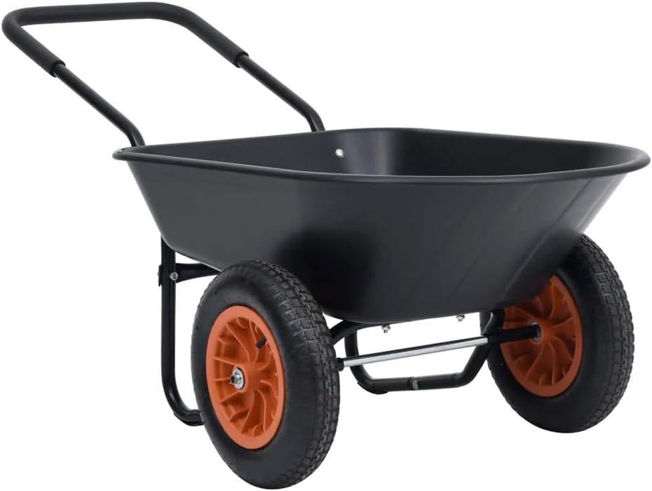 Wheelbarrow Garden Lawn Yard Cart Garden Tool Hand Truck Tool Cart Wheelbarrow Bicycle Trailer Black and Orange 78 L 100 kg