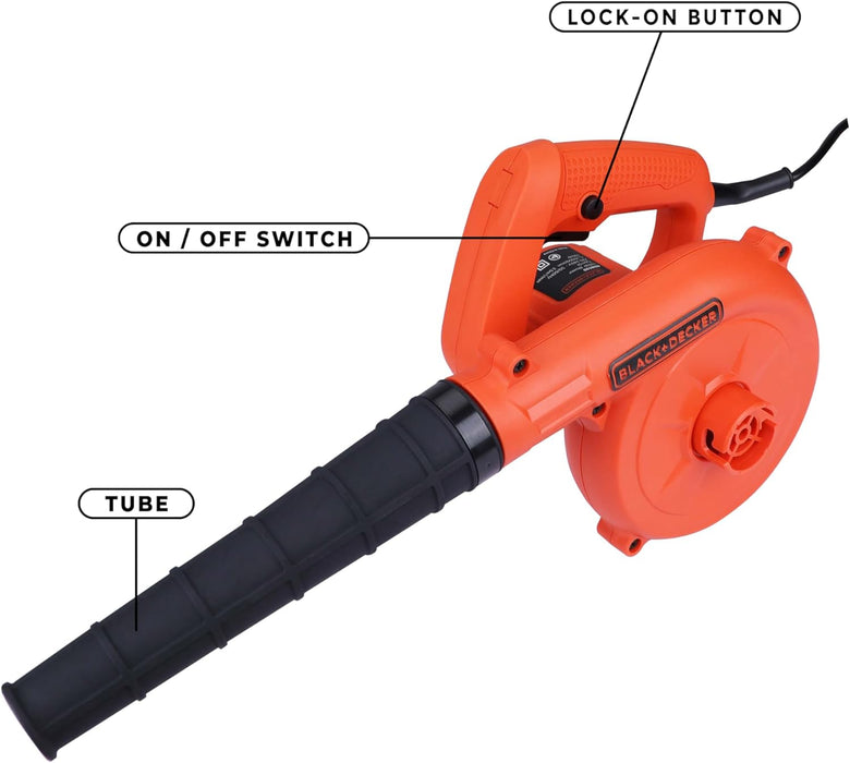 Black & Decker 530W 16,000 Rpm Single Speed Electric Blower/Vacuum With Collection Bag For Home & Garden Bdb530-B5 2 Years Warranty