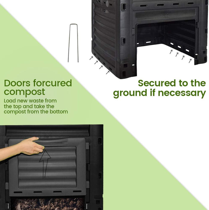 Garden Compost Bin from BPA Free Material, 80 Gallon(300 L), Easy Assembling, Large Capacity, Fast Creation of Fertile Soil