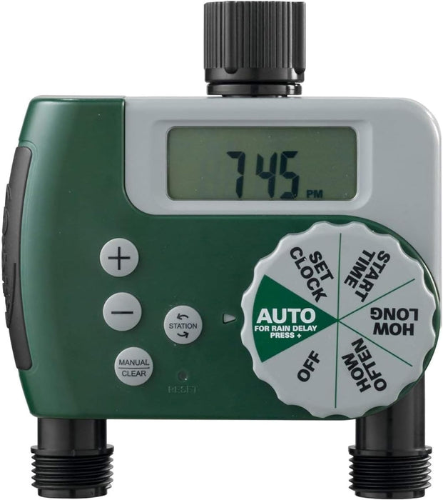 Orbit 58910 Programmable Hose Faucet Timer, 2 Outlet, Green