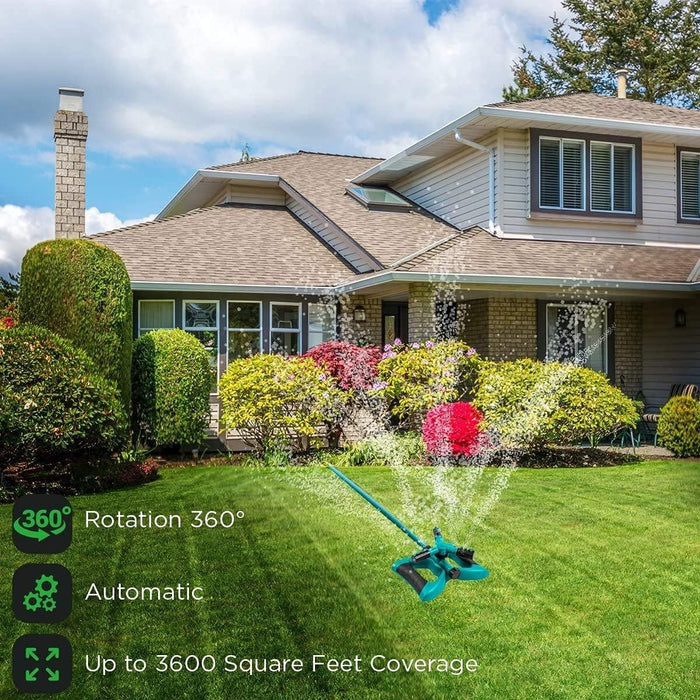 BIGTHREE Garden Sprinkler, Automatic 360 Rotating Adjustable Garden Water Sprinklers Lawn Irrigation System, Covering Large Areas with Leak Free Design...