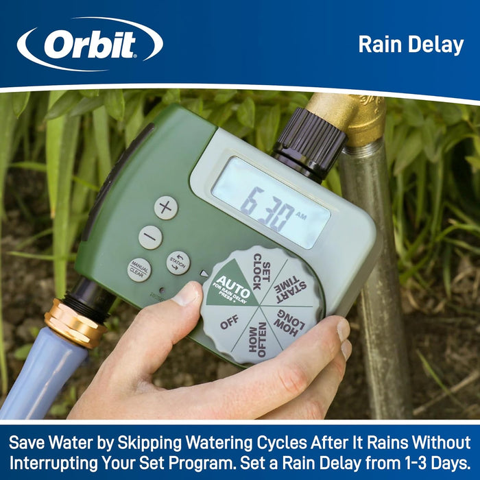 Orbit 58910 Programmable Hose Faucet Timer, 2 Outlet, Green