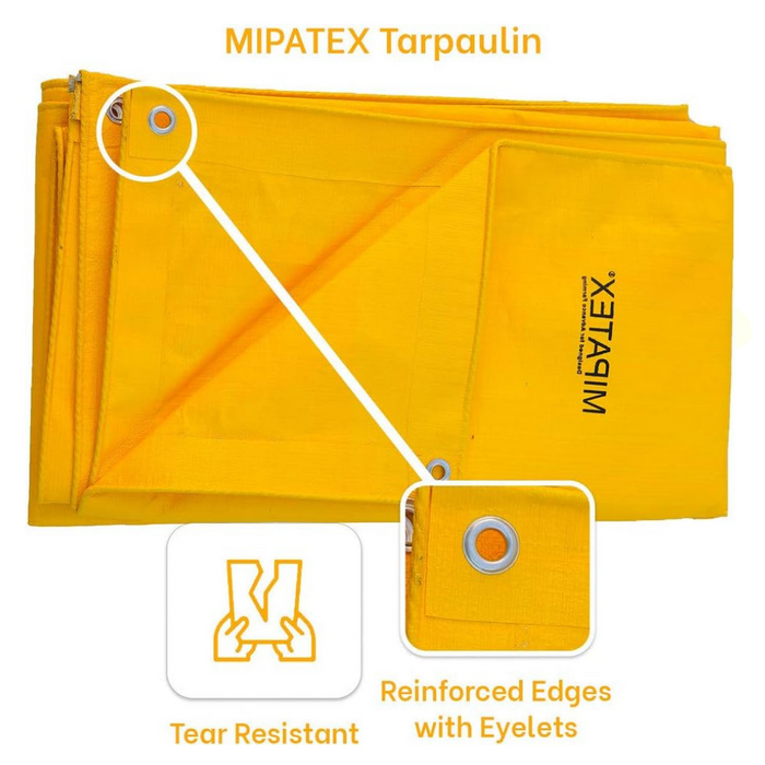 Mipatex Tarpaulin Sheet, Waterproof, Color: Yellow, Blue & Silver