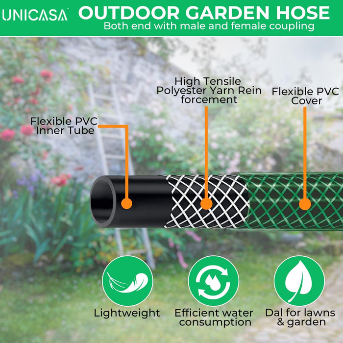 15-Meter Expandable Garden Hose Set with Thread Connectors and Sprayer - Lightweight, No-Kink, Lead-Free, Drinking Water Safe